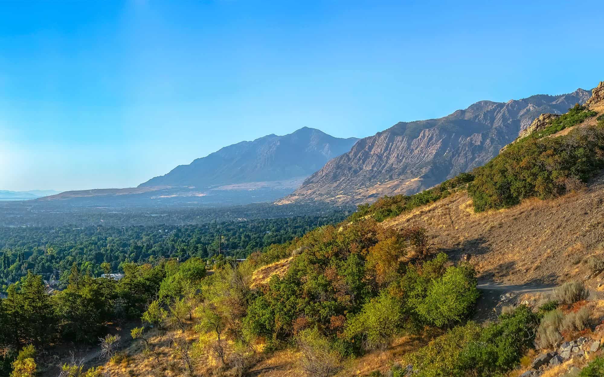 Panoramic view of mountains overlooking the city of Ogden, Utah