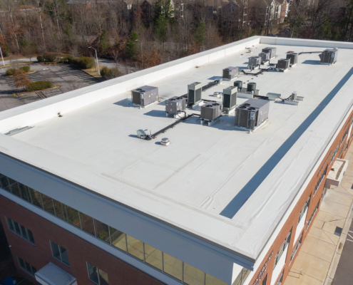 Drone Photos of TPO Commercial & Residential Roofing